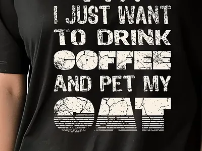 I Just Want To Drink Coffee And Pet My Cat cats graphic design retro t shirt design