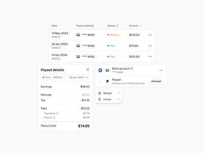 Payout Details button design system figma form menu payment payout pop over pop up radio button table ui ui kit ux