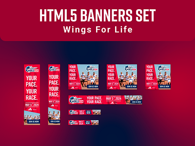 HTML5 Banners Set • Wings For Life by Vladimir Cherednichenko on Dribbble