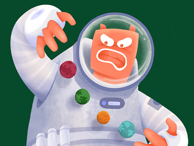 Last game : not so fun alien angry comic cosmonaut game illustration play spacesuit