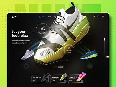 Latest Nike Shoes Website Design Concept air max animation branding ecommerce graphic design homepage motion graphics nike nike shoes nike website online shopping online store shoe shoes shopping sneakerhead sneakers ui design web design website design