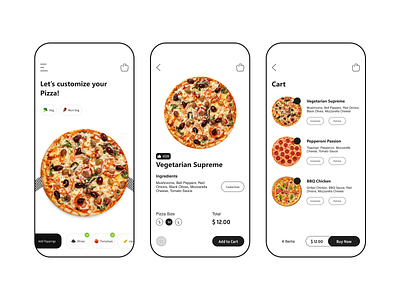 Pizzeria Mobile App Design Concept app design minimal ui ux uxdesign web