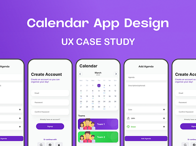 Team Calendar App UX Case Study & UI Design app design app ui app ui design branding calendar app calendar app design figma graphic design team app ui ui design user experience design ux ux case study ux research