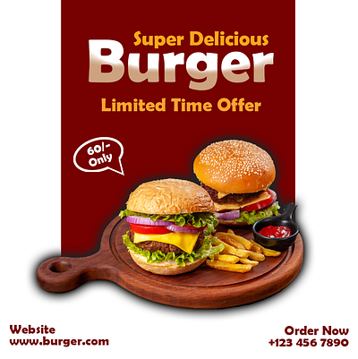 Burger Social Media Post advertising branding design designer graphic design poster design social media post