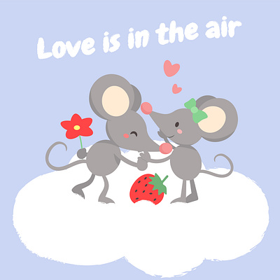 Cute mice in love vector illustration cute card ilustration illustration for kids in love love mice