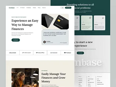 Gembase - Finance Landing Page agency animation b2b bank clean company dipa inhouse financial fintech landing page minimal modern money saas startup ui ui design wealth management web design webflow