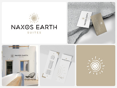 Naxos Earth Suites brand identity branding business card design graphic design identity illustration logo logo design menu sign typo typography vector