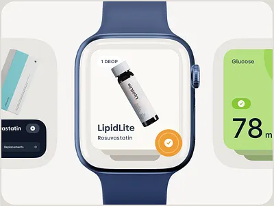 Carelink - Smartwatch solution alerts app design apple watch cards cta doctor drugs health healthcare medicine medtech notifications online doctor pharmacy pills reminder slider smart watch swipe wearable