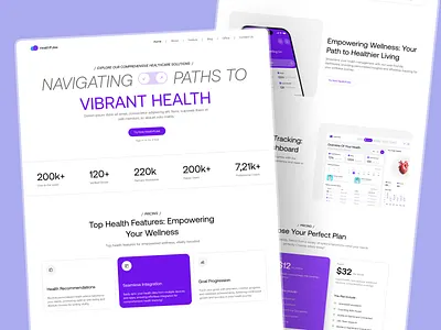 HealthPulse - Website Landing Page ai card clean dashboard design doctor health health ai health website landing page medical ai medical website princing plan ui uiux ux website