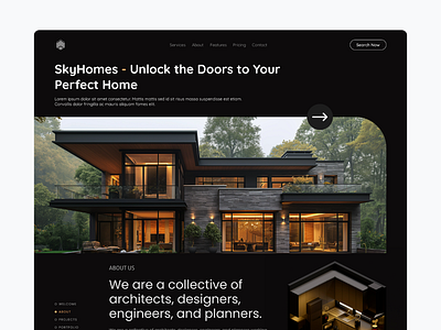 Sky Homes - Homepage Banner architecturaldesign architectureui designinspiration interiordesignui modernarchitectures uiuxdesign userexperiencedesign visualdesign
