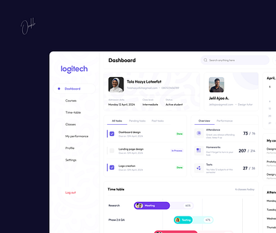 Design Student's Dashboard beautiful dashboard simple student ui design web white