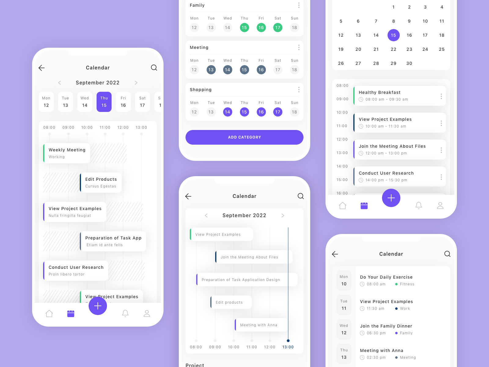 Calendar Mobile App UI Kit by UI Workshop on Dribbble