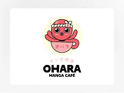 Japanese Manga Café Logo branding cafe design japanese logo manga manga café octopus ohara visual identity