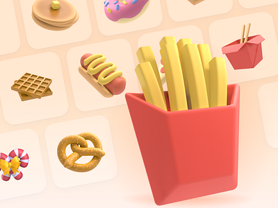 Food 3D Icons 3d icon 3d ilustration app design icon illustration logo ui ux