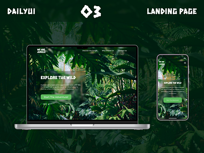 DailyUI 03 | Landing Page challenge daily ui daily ui 003 daily ui 03 daily ui challenge dailyui dailyui 03 dailyui003 dailyuichallenge design desktop green jungle landing landing page mobile ui ui design
