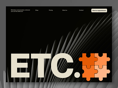ETC landing page header aesthetic agency animation creative data grid header homepage landing page smooth technology typography ui ux web website