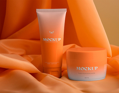 Premium Cosmetics Apricot Mockups branding cosmetic mockup mockup design packaging