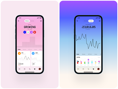 TikTok for investors btc crypto dashboard homepage illustration interface invest ios iphone mobile news stocks wallet