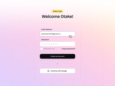 Login Page: Otake gradient graphic design header input login login page