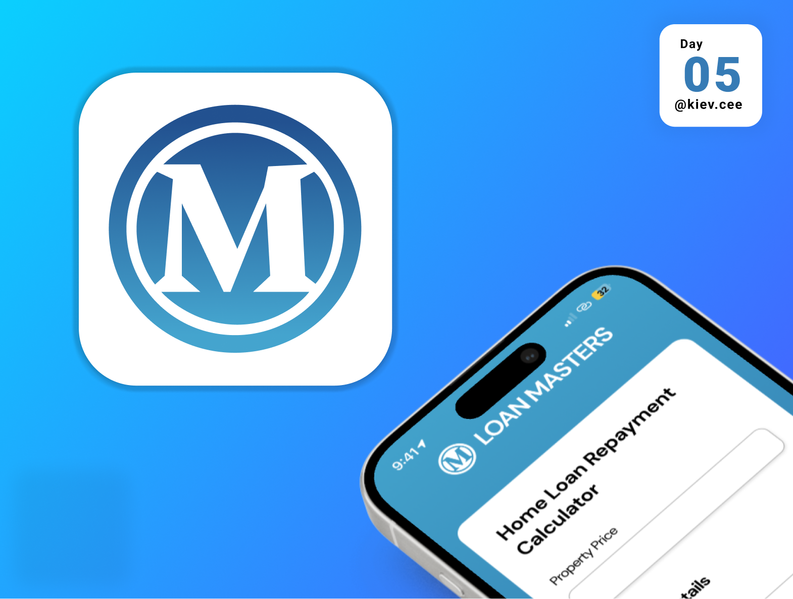 Day 05 UI Challenge: App Logo app banking blue branding daily challenge finance fintech floating graphic design home loan icon investment loan logo mobile property ui ui design white