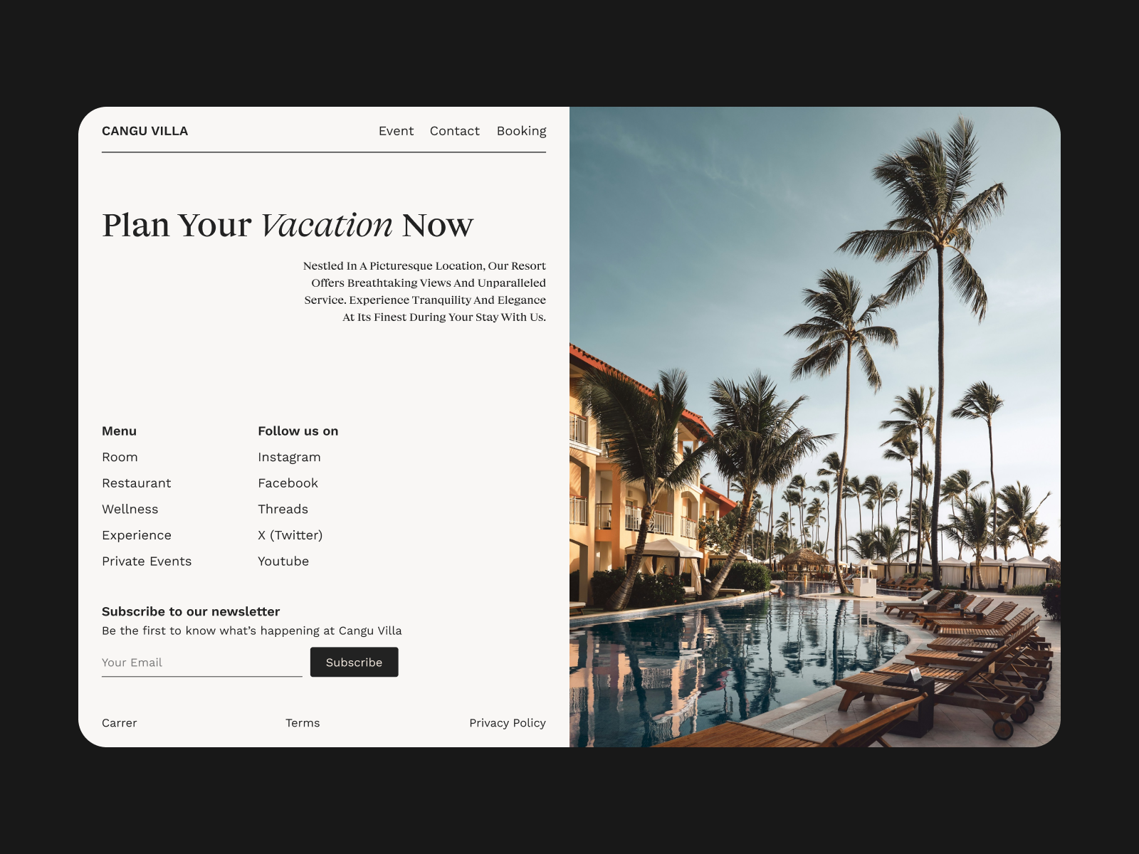 Hotel landing page | Website design by Yen Hua Chen on Dribbble