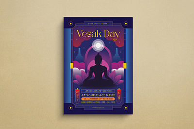 Vesak Day Flyer branding buddha design flat design flyer graphic design illustration logo mockup template ui vector vesak