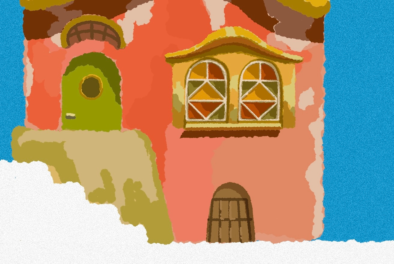 Ghibli Illustrations 01 anime architectural illustration concept art digital art digital illustration facade ghibli illustration japanese architecture pink building studio ghibli