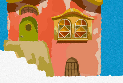 Ghibli Illustrations 01 anime architectural illustration concept art digital art digital illustration facade ghibli illustration japanese architecture pink building studio ghibli