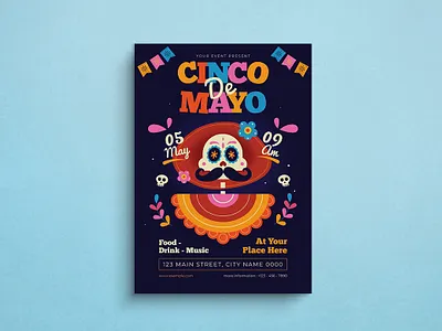 Cinco de Mayo Flyer cinco de mayo design flat design flyer graphic design illustration mexican mexico mockup vector
