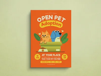 Pet Adoption Flyer cat design dog flyer graphic design illustration mockup pet template