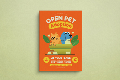 Pet Adoption Flyer cat design dog flyer graphic design illustration mockup pet template