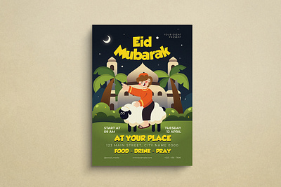 Eid Mubarak Flyer design eid eid mubarak flat design flyer graphic design illustration mockup template