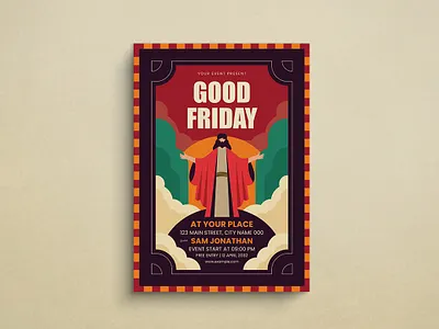Good Friday Flyer design flat design flyer good friday graphic design holy illustration jesus mockup template