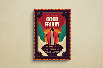 Good Friday Flyer design flat design flyer good friday graphic design holy illustration jesus mockup template