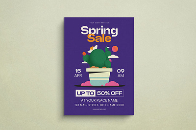 Spring Sale Flyer design flat design flyer graphic design illustration mockup spring spring sale template vector