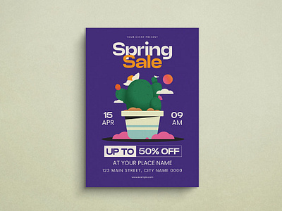 Spring Sale Flyer design flat design flyer graphic design illustration mockup spring spring sale template vector