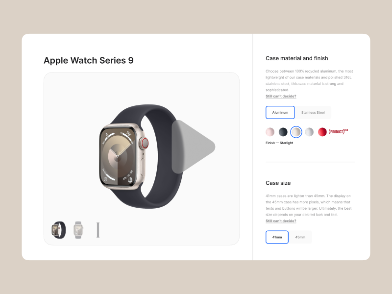 Customize Product — Daily UI #033 app apple apple watch customize daily daily ui dailyui ecommerce figma interactive interface minimalist prototype shop ui user interface ux
