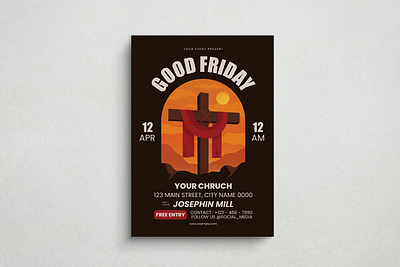 Good Friday Flyer christ design flat design flyer good friday graphic design illustration jesus mockup template vector