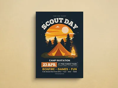 Scout Day Flyer camp design flat design flyer graphic design illustration mockup scout template