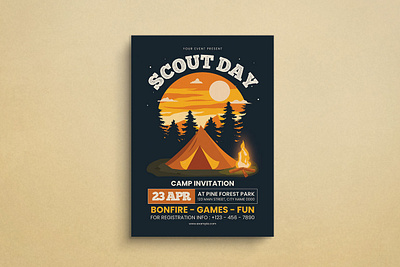 Scout Day Flyer camp design flat design flyer graphic design illustration mockup scout template