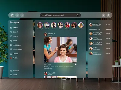 Vision Pro Meets Instagram apple clean design glssmorphisum instagram modern ui vision pro