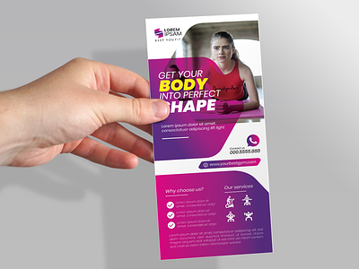 Gym Rack Card or DL Flyer Design best design brand brand identity branding creative rack card design dl flyer dl flyer design exercise graphic design gym illustra illustration illustrator photoshop professional rack card rack card rack card design vect plus visualization