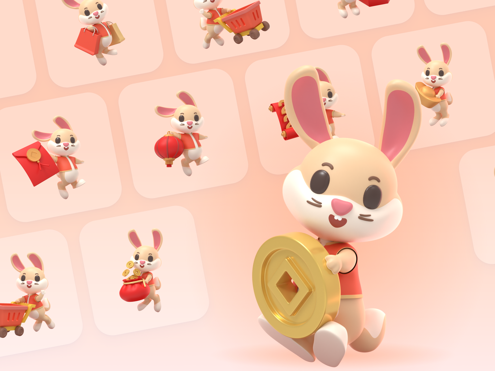 Year of Rabbit 3d icon 3d ilustration app design illustration ui ux