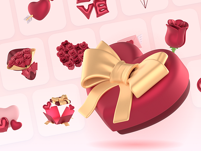 Valentine 3D Icons 3d icon 3d ilustration app design icon illustration logo ui ux