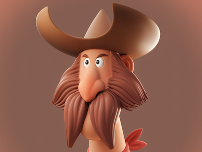 Cowboy portrait 3d cartoon character cowboy design