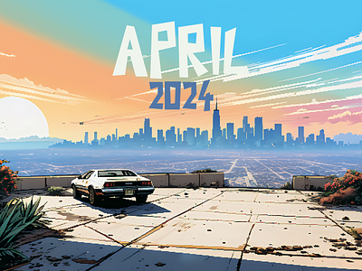 April 2024 2024 2d ai april artwork car challenge city cityscape generative art illustration landscape pixel art skyline sunrise vehicle