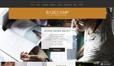 BaseCamp Initiative: Web Design for Accra's no*1 - Creative Hub branding front end ui ux