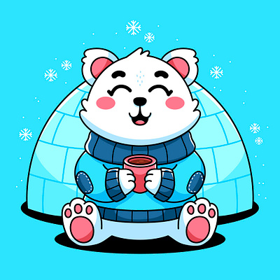 Cartoon Polar Bear animal cartoon character colorful cute design graphic design illustration kawaii polar snow