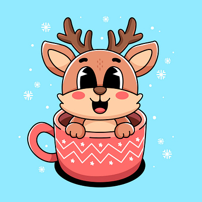 Cartoon Cute Deer animal cartoon character colorful cute deer design drink graphic design illustration kawaii mug