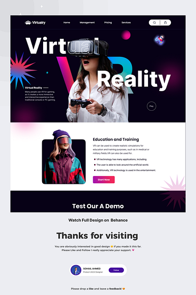 Virtual Reality (VR) Landing Page figma trending ui uxui virtual reality vr web web design website website design